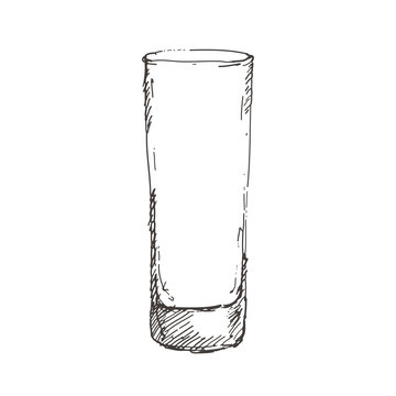 Hand drawn highball glass. Sketch, vector illustration.