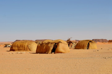 Village on the area of the Sahara desert  in north Chad
 - obrazy, fototapety, plakaty
