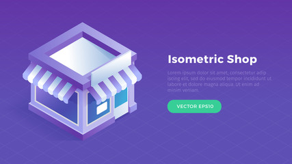 Shop building isometric vector illustration