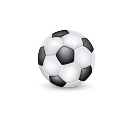 Fototapeta na wymiar Soccer ball classic black and white design on white background.