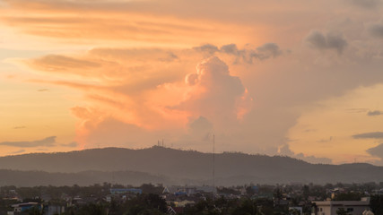 Fototapeta premium Red powerful storm clouds in the Philippines