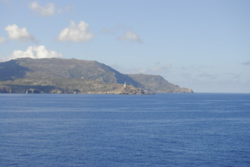 Paisaje marítimo, isla en el fondo, Mediterráneo, Costa esmeralda, Italia, Cerdeña