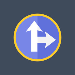 Straight and right ahead - road sign