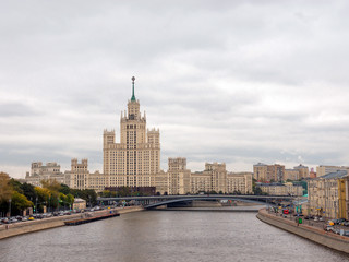 Fototapeta na wymiar Stalin era tower building skyscraper on Kotelnicheskaya embankment