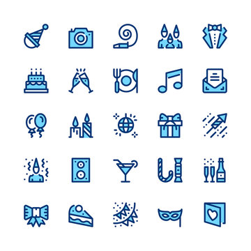 Entertainment, Party, Corporate Event, Celebration Line Icons Set. Modern Graphic Design Concepts, Simple Symbols. Minimal Thin Line Design. Premium Quality. Pixel Perfect. Vector Outline Icons