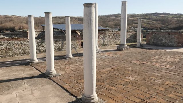 Imperial palace columns of Felix Romuliana built by Roman Emperor Galerius. The construction started in 298 AD 