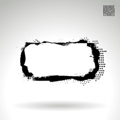 Black brush stroke and texture. Grunge vector abstract hand - painted element. Underline and border design.
