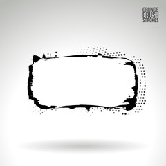 Black brush stroke and texture. Grunge vector abstract hand - painted element. Underline and border design.