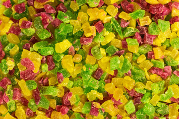 candied fruits close-up of different colors