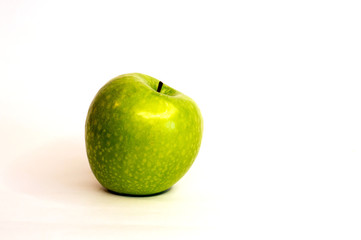 green Apple closeup on white background