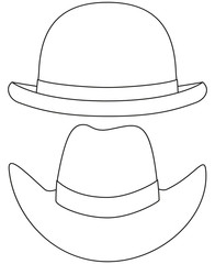 Line art black and white hat set
