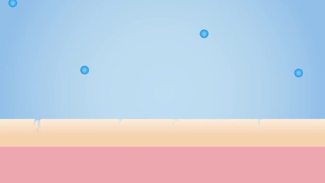 healthy skin to dry skin with moisturizer / graphic animation