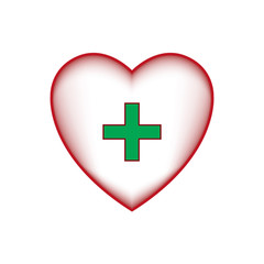 Obraz premium Vector image of the heart icons with a green cross
