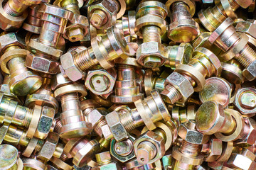 Nut and bolts background.Closeup.