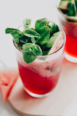 Watermelon lemonade with mint leaves