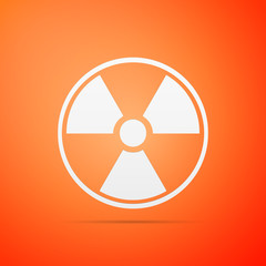 Radioactive icon isolated on orange background. Radioactive toxic symbol. Radiation Hazard sign. Flat design. Vector Illustration