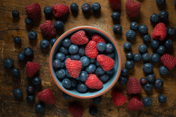 Berries in a blue bowl