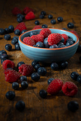 Berries in a blue bowl