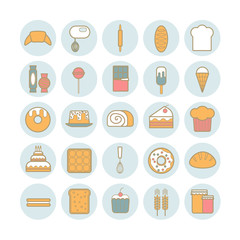 Set of bakery and pastry line icons. Modern vector icons for web design