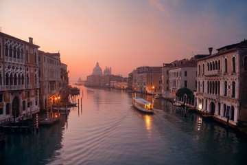 Naklejka premium Venice Grand Canal sunrise and boat