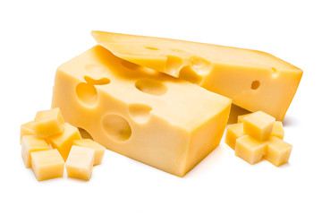 cheddar cheese isolated on white background