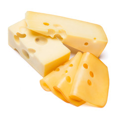 cheddar cheese isolated on white background