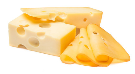 cheddar cheese isolated on white background