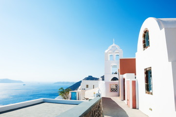 Fototapeta na wymiar White architecture on Santorini island, Greece.