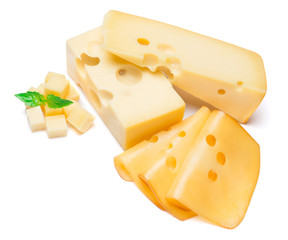 cheddar cheese isolated on white background