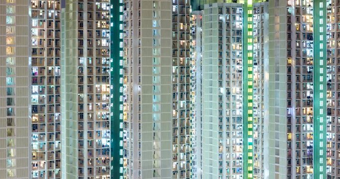 Timelapse of building facade at night