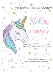 Illustration with cute mystic unicorn animal