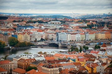 Obraz premium Prague skyline and bridge