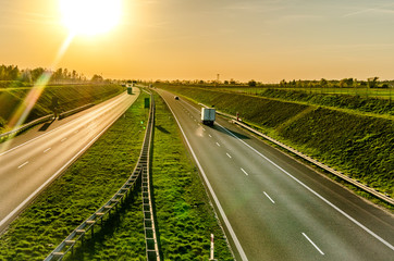 Cars on a highway