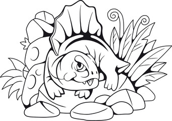 cartoon cute dimetrodon, funny illustration