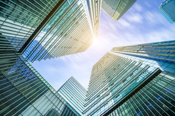 Fototapeta premium Contemporary Architecture Office Building Cityscape Personal Perspective Concept