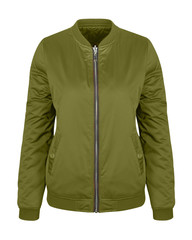 Khaki casual bomber jacket isolated on white