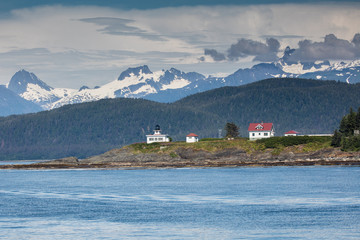 Point Retreat Lighthouse at the far northern section of Admiralty Island a few miles north of...
