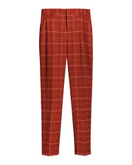 Red elegant checked retro trousers isolated white