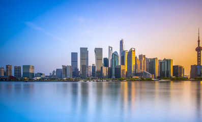 Fototapeta na wymiar Architectural landscape and skyline of Lujiazui Financial District, the Bund, Shanghai