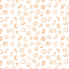 Bakery products. Fast food. Patty pattern stroke