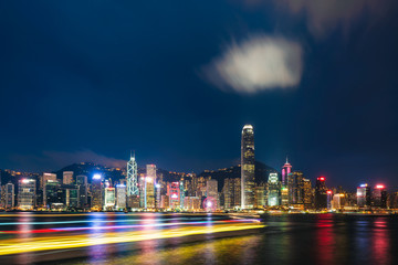 Fototapeta premium City night view, huge towers in central, in Hong Kong