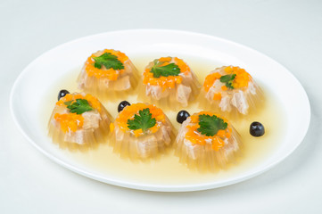 food in plates on a white background