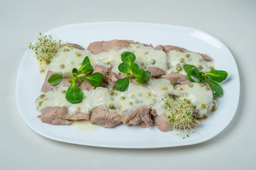 food in plates on a white background