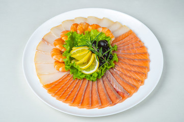 food in plates on a white background