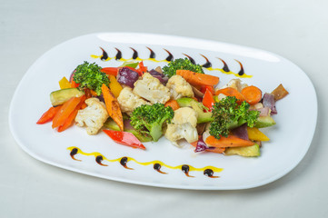food in plates on a white background