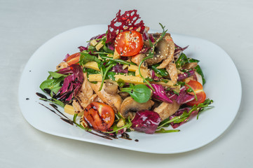 food in plates on a white background