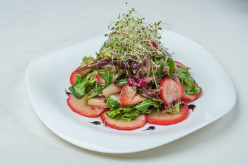 food in plates on a white background