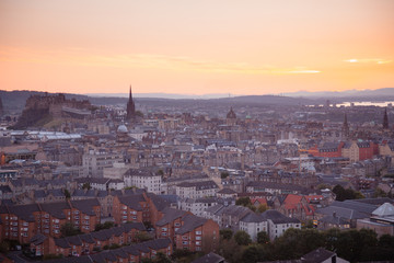 Fototapeta na wymiar Edinburgh cityscape at dusk Scotland UK