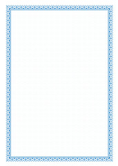 Vector simple blue frame Border with protective mesh for diploma, certificate