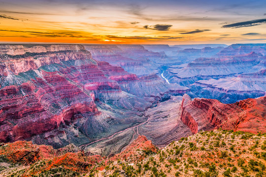 Grand Canyon, Arizona, USA at dusk from the south rim. Stock Photo | Adobe  Stock